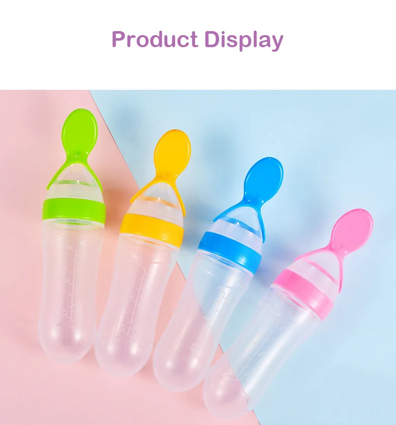 Silicone Baby Food Dispensing Spoon Baby Food Feeder Squeeze Feeding Spoons, Silicone Baby Feeding Supplies