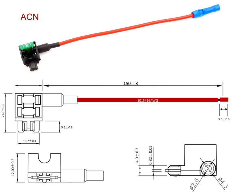 Good Quality Fuse Tap Adapter Micro ACN Blade Fuse Tap Inline Car Low-Profile Blade Fuse Holder 40A
