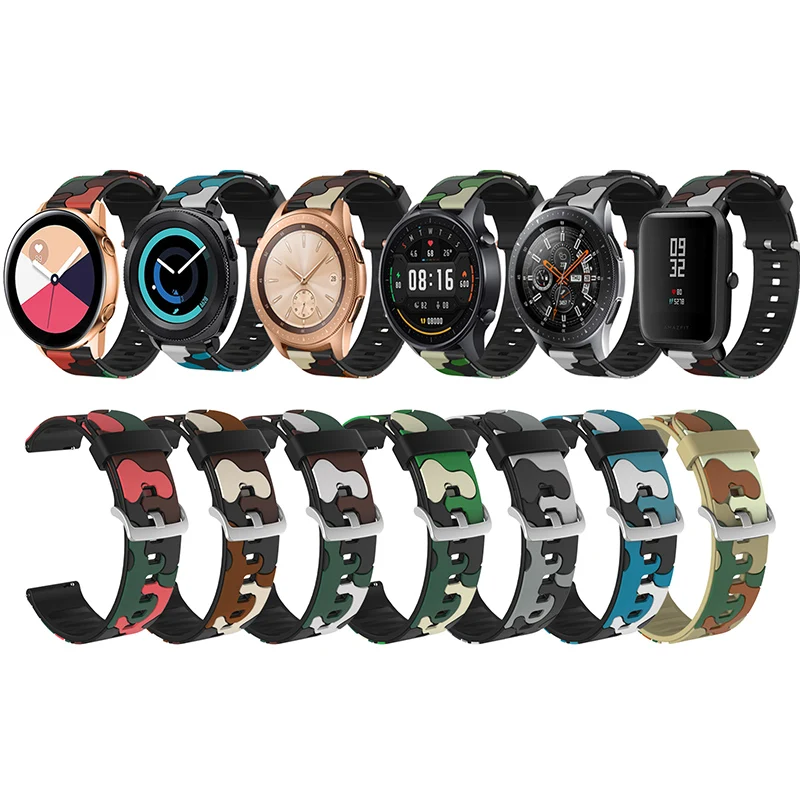 BOORUI Colorful Camouflage 20mm band for samsung galaxy watch 46mm straps smart accessories strap replacement for xiaomi amazfit