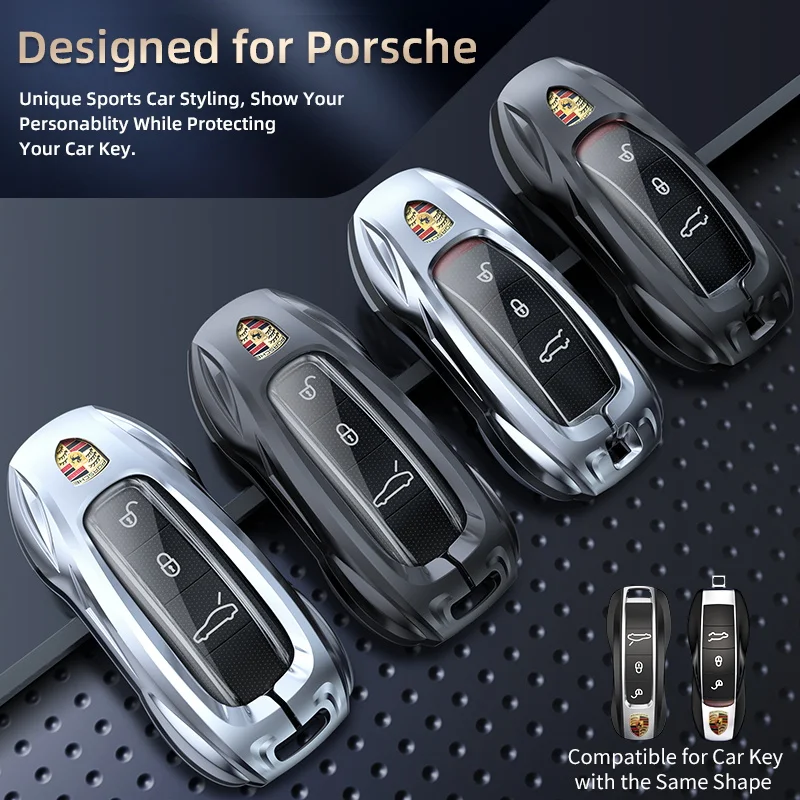 Compatible For Porsche Cayenne Series Car Key Case Cover Macan 718 Panamera Taycan 911 Macan Metal Full Protection