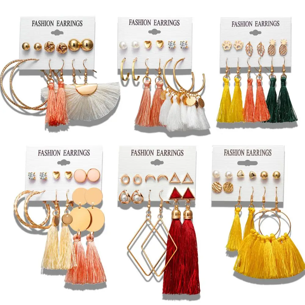 Wholesale 2019 Tassel Earring Multi-Packed Earring Sets For Women and Girls
