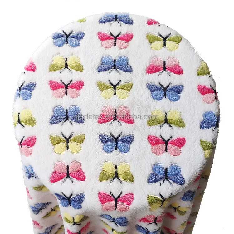 
Wholesale Medium Types Colorful Butterfly Pattern Double Side Flannel Coral Fleece Blanket Fabric By The Yard 