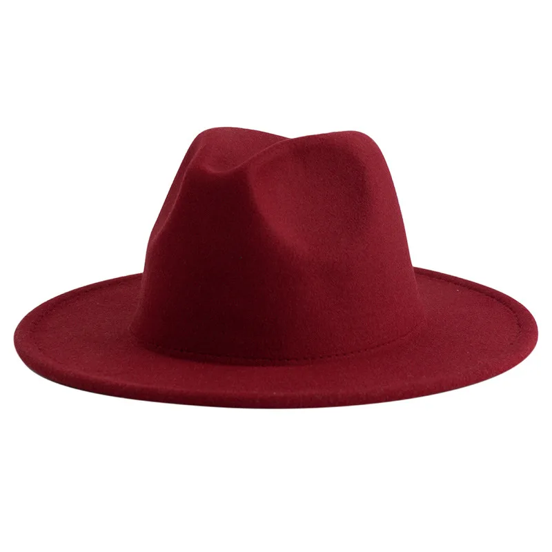Solid Color Jazz Top Hat Customized High Quality Fedora Vintage Woolen Hat Wholesale Printed Logo Jazz Felt Hat Customized