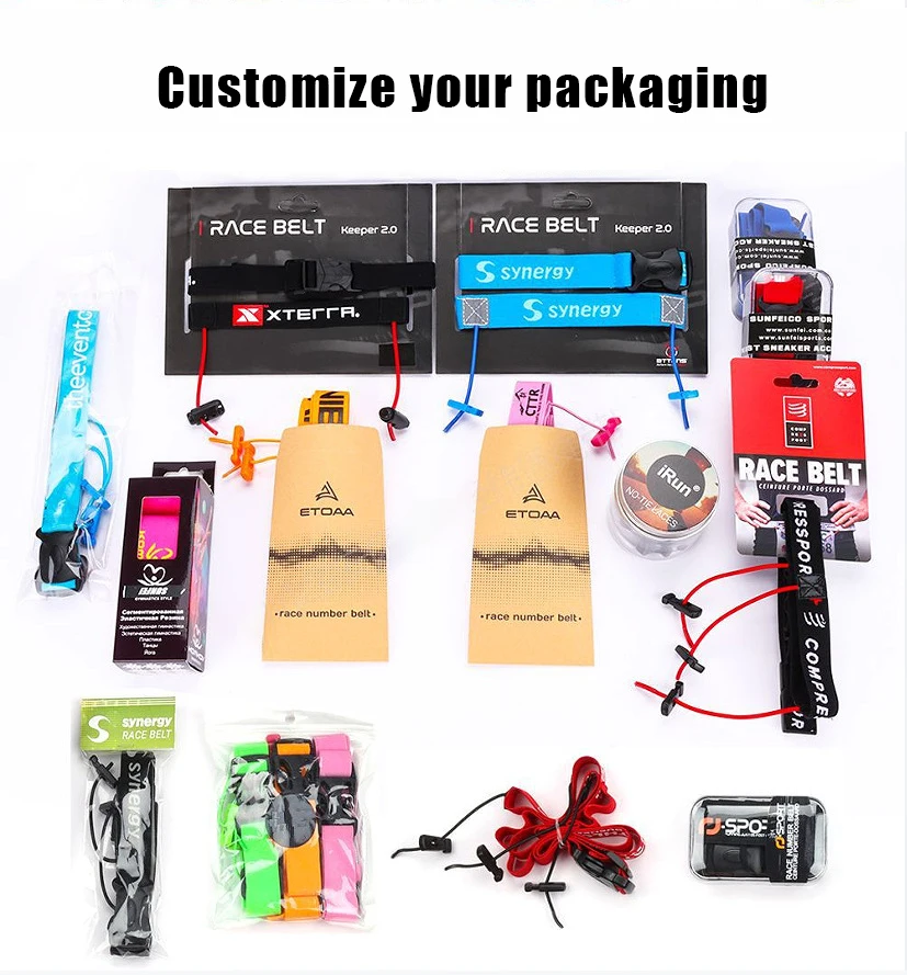 High quality Customizable Marathon Running Belt Race Number Belt Triathlon Energy Gel Holder Belt Factory Mass Production