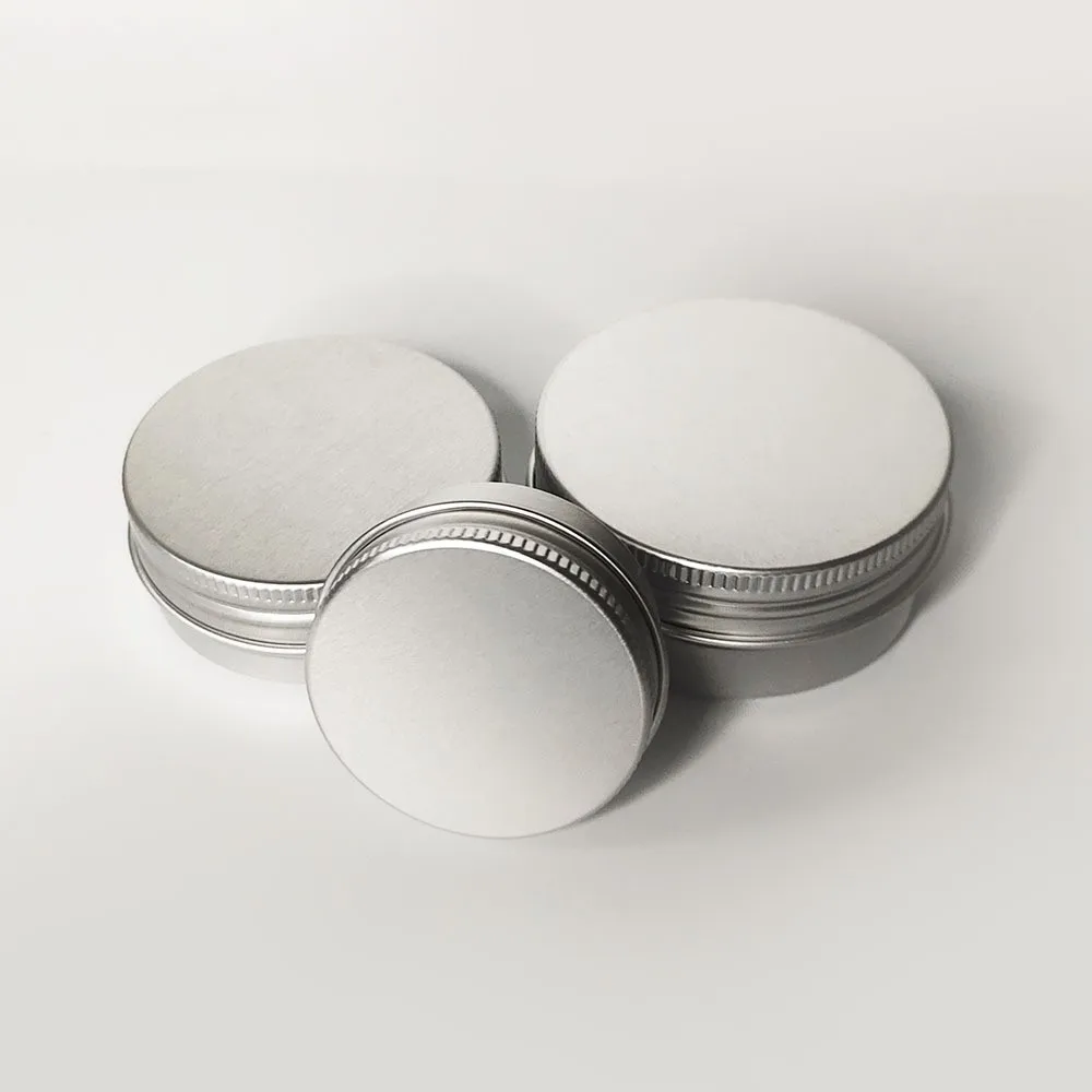 Large Stock Portable Silver Round With Lids Recyclable Cosmetic Food Grade Packaging Tin Jar Metal Aluminum Can