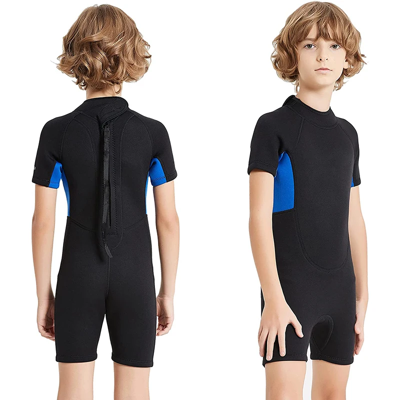Kids Wetsuit for Boys Girls 3mm Neoprene Fullsuit Back Zip for Toddler Water Aerobics Diving Boating Snorkeling Surfing Swim