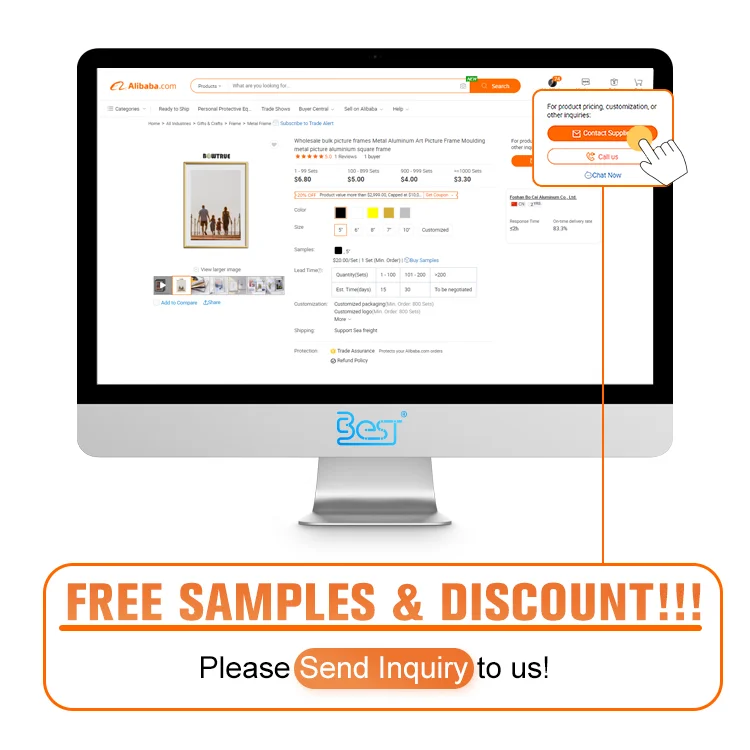 Wholesale bulk picture frames Metal Aluminum Art Picture Frame Moulding metal picture aluminium wedding album keepsake