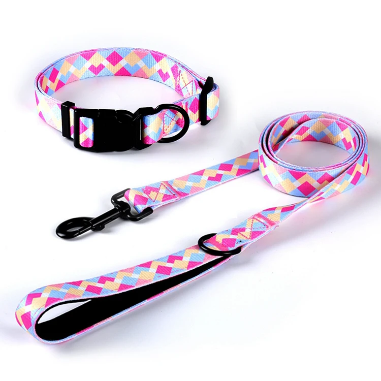 Manufacturer Custom Printed High Quality Premium Pet Straps Lead Belt Dog Straps Custom Dog Leash Set