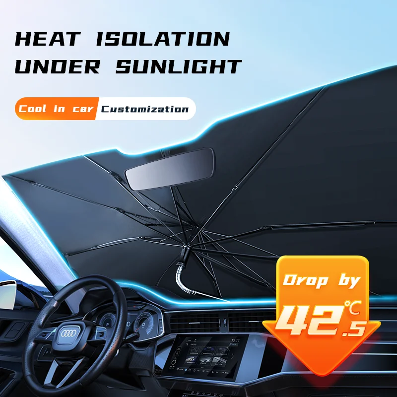 UV isolation rate 99.9% white color retractable sunshade parasol umbrellas for car