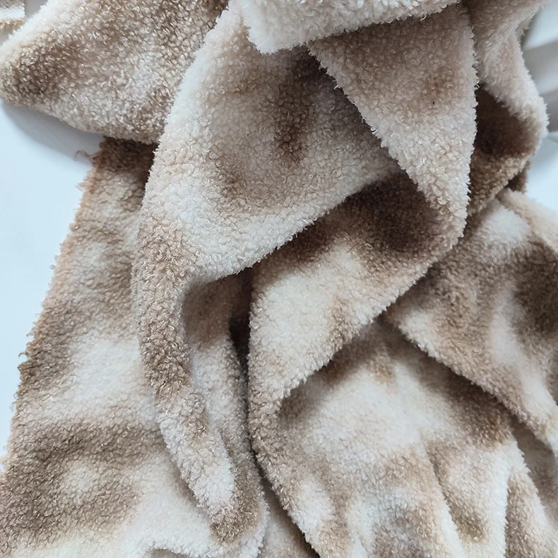 Hot selling tie dyed teddy bear faux fur fleece 100 polyester plush sherpa fleece fabric