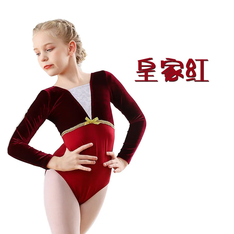 JY043 Fall winter kids folk dance leotard girls practice clothes gymnastics leotards