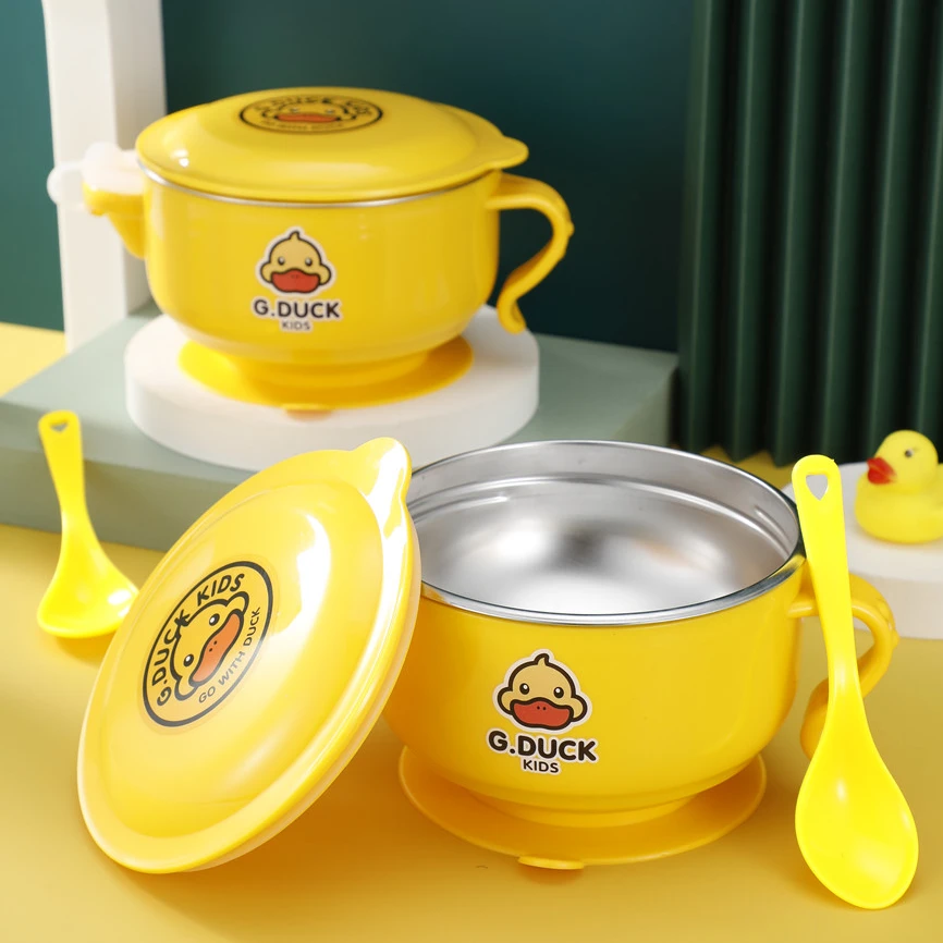 Thermal baby food warmer bowl water injection Insulated baby bowl with suction