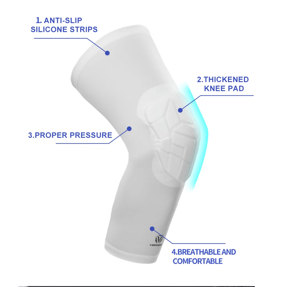 Elastic Compression Basketball Knee Support Sleeve Pads Brace Protector with Honeycomb for Sports Gym Workout