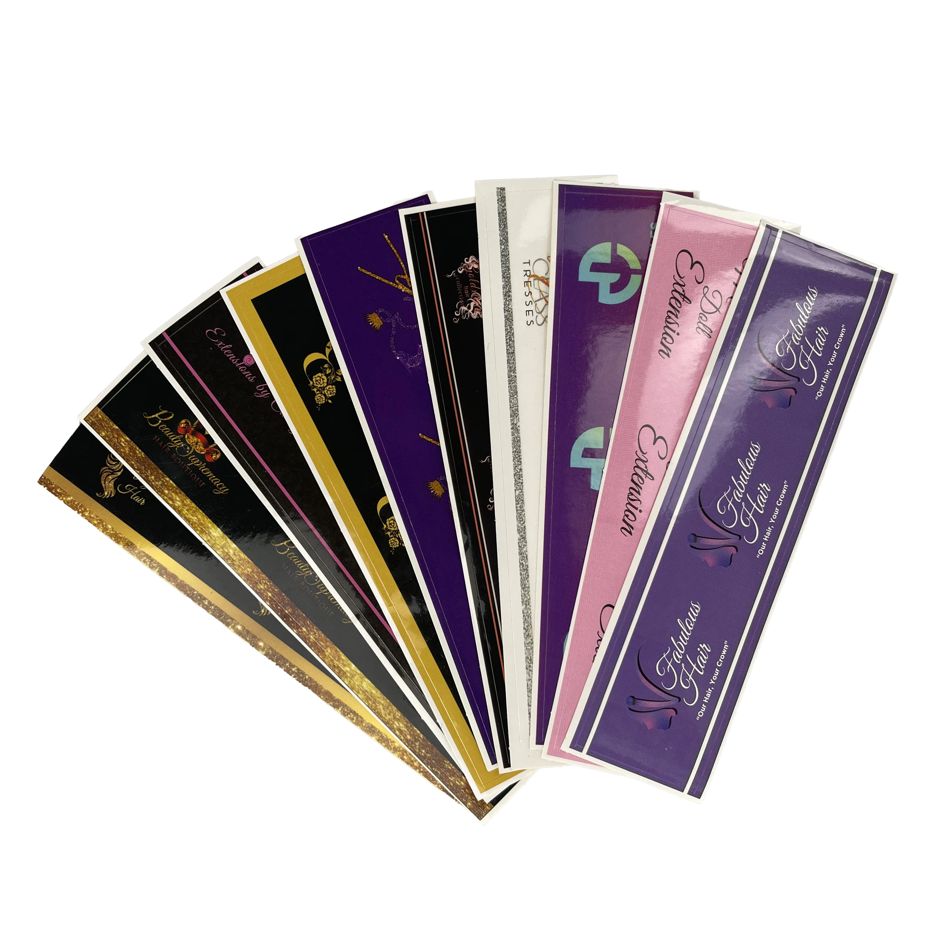 bundles cheap customized shipping printing sticker custom private logo hair hang bundle tags and labels