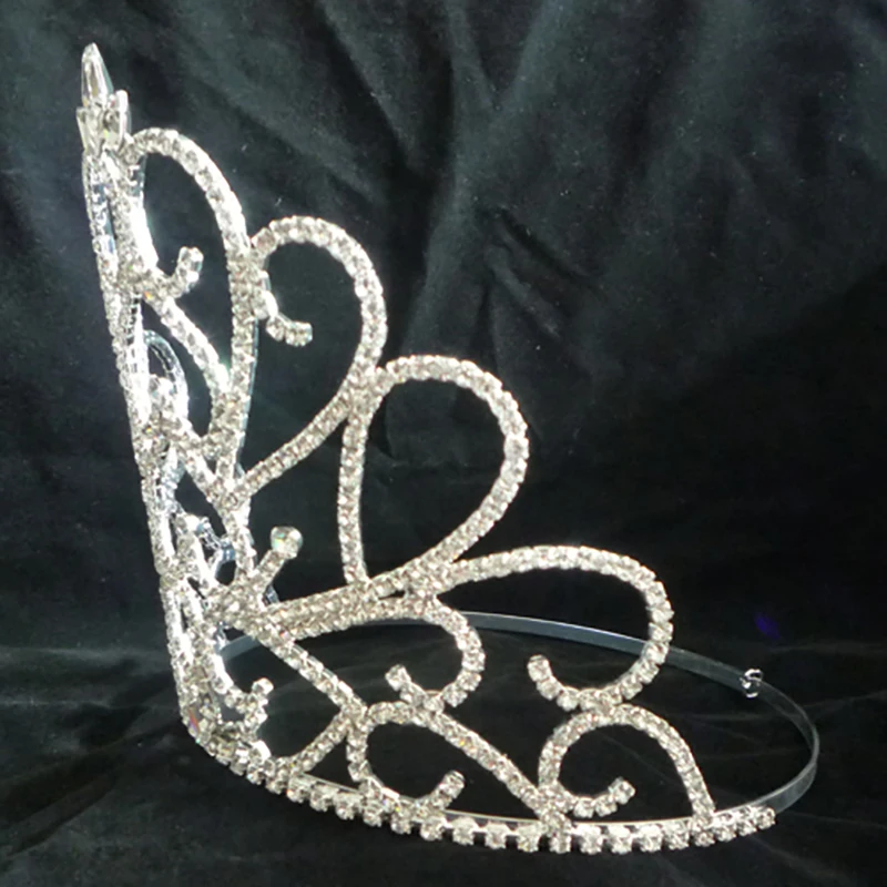 Wholesale Custom Crown Clear Rhinestone Pageant Crowns Crystal adjust Contour Band Tiara