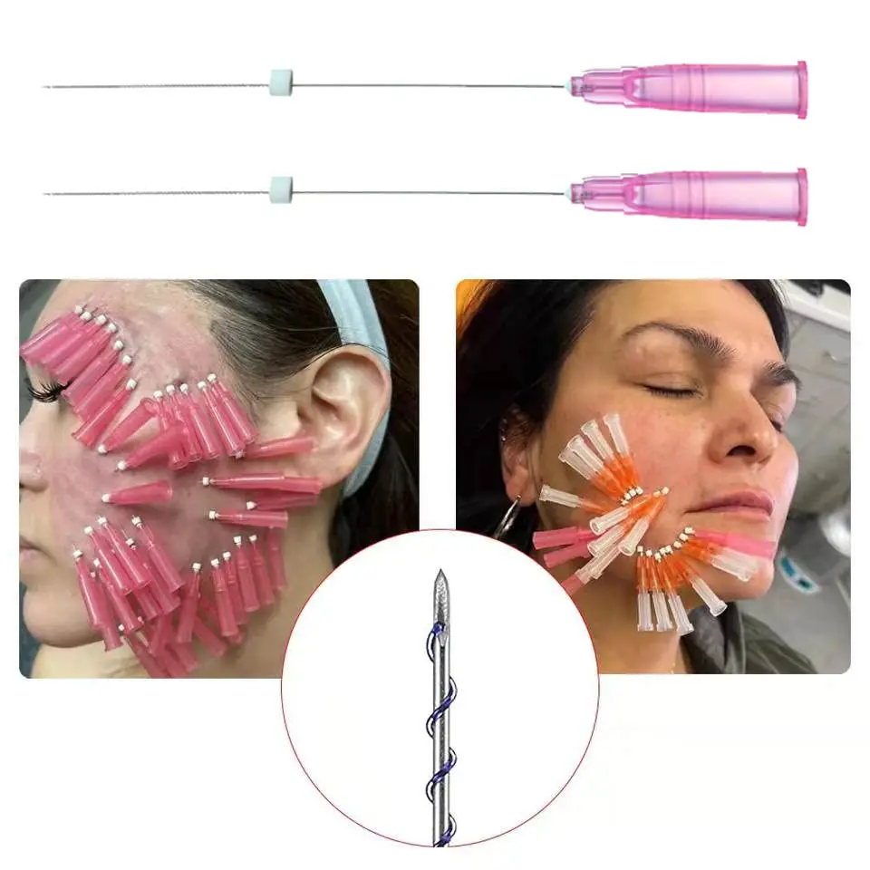 hot treatment pdo thread lift 60mm cog 3d /cog 4d sharp needle pdo cog/barb threads For Nose Eye Lift