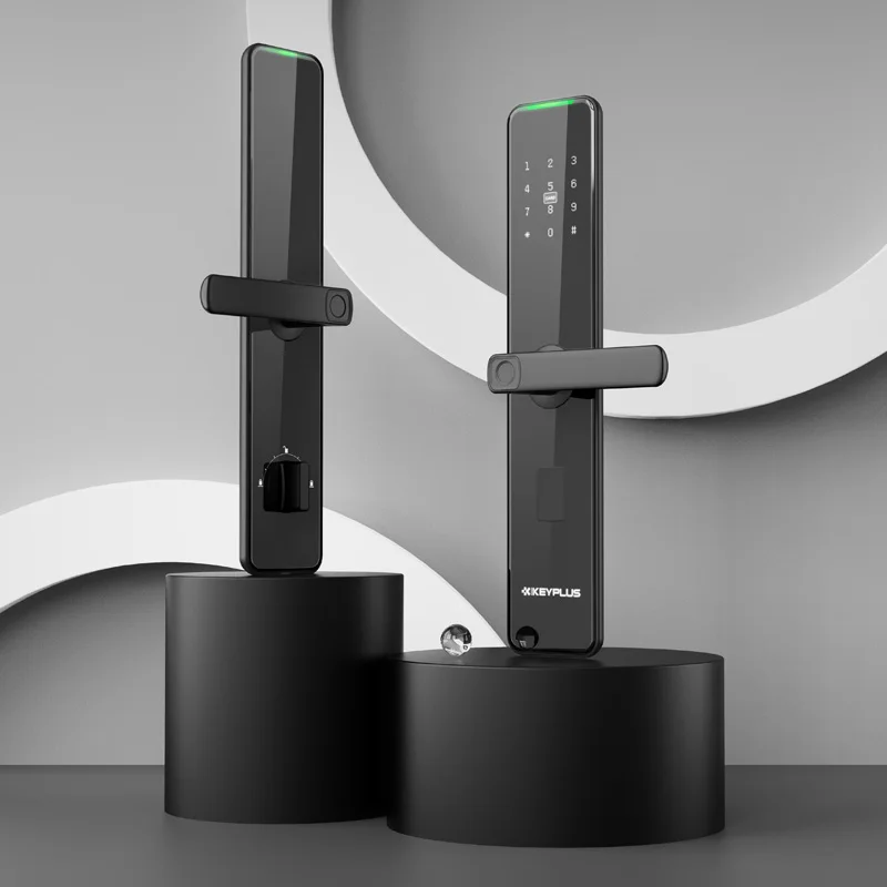 Tuya WIFI App High Security Fully Automatic Smart Lock Biometric Fingerprint Automatic Smart Door Lock Phone Silver Basic Cloud