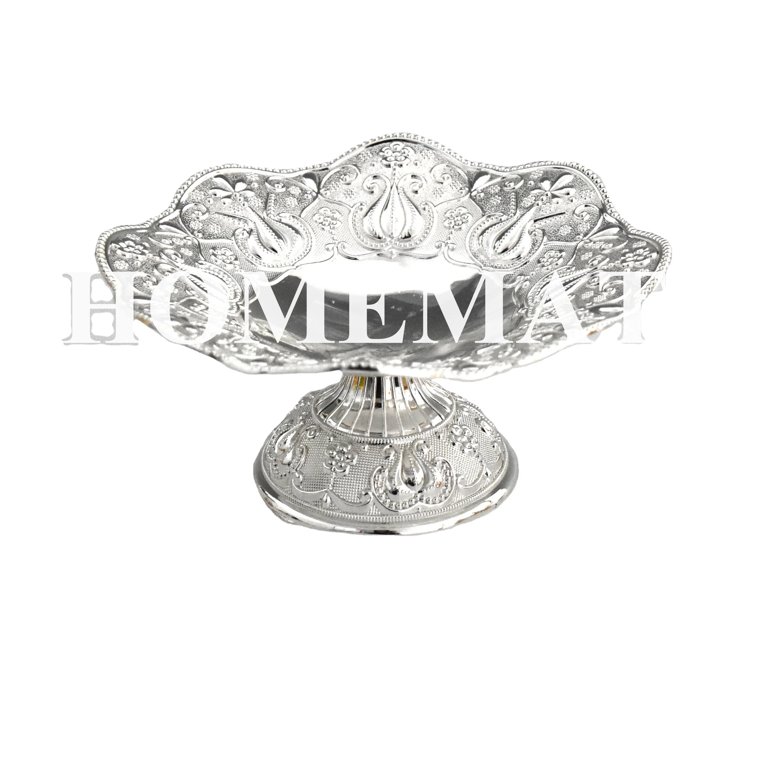 new silver item wedding gifts plated zinc alloy fruit bowl Saudi arabic /chocolate candy dish