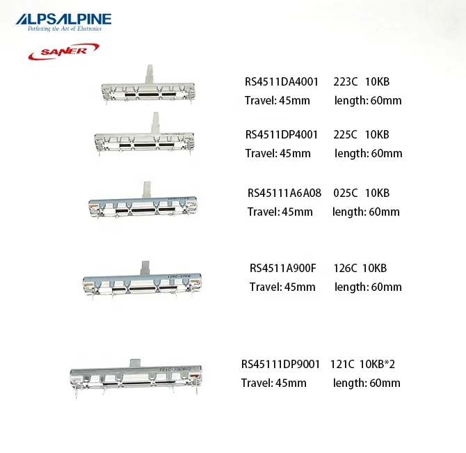 ALPS RS45 Series Travel 45mm length 60mm 10K 1B  used for audio mixer yamaha Slide potentiometers fader