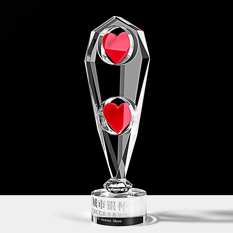 islamic wedding souvenirs heart shape crystal gift trophy