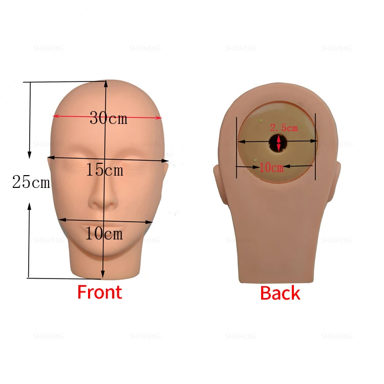 SHI SHENG Practice Silicone Lash Flat Eyelashes Training Mannequin Head for Make Up Half Mannequin Head