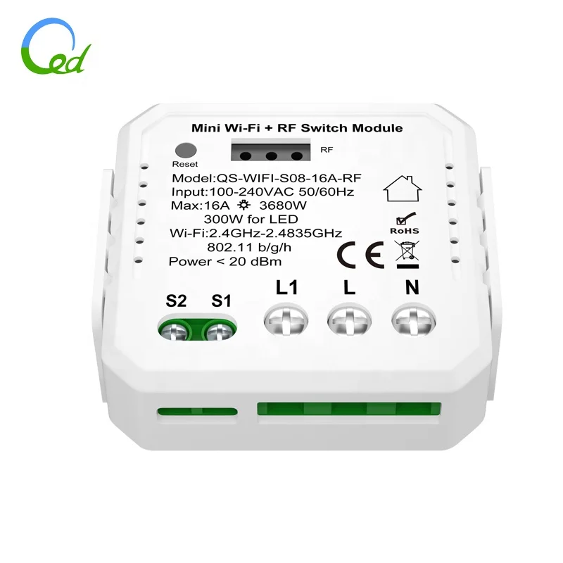 Tuya Demotic Mini Two-way 16A ON/OFF Smart IOT Switch Box for Home Automation System