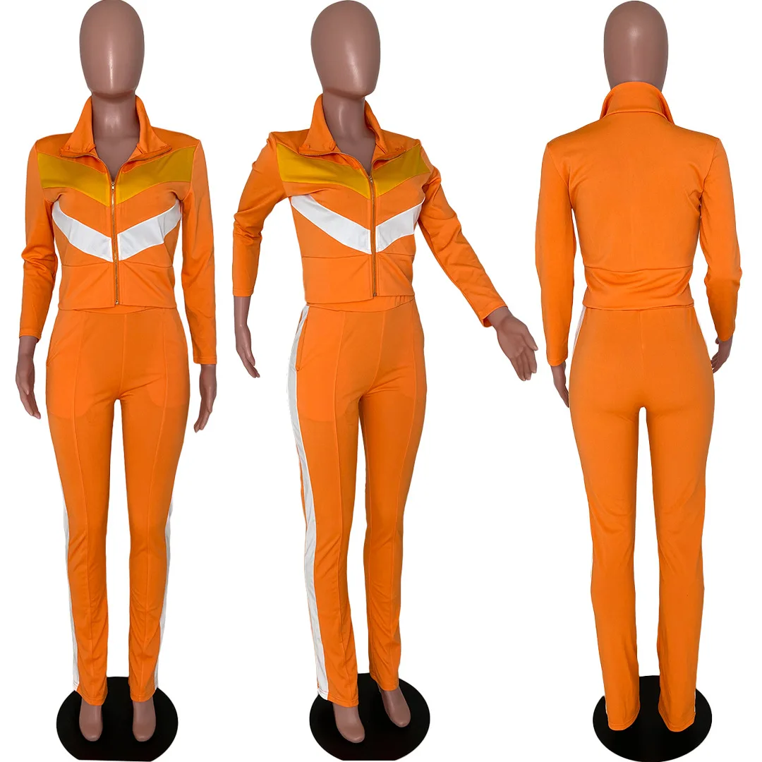 2022 Women Fall Clothing Zip Top Sports Jogger Suits Tracksuits Woman Autumn Sweat Pant Set 2 Piece Set