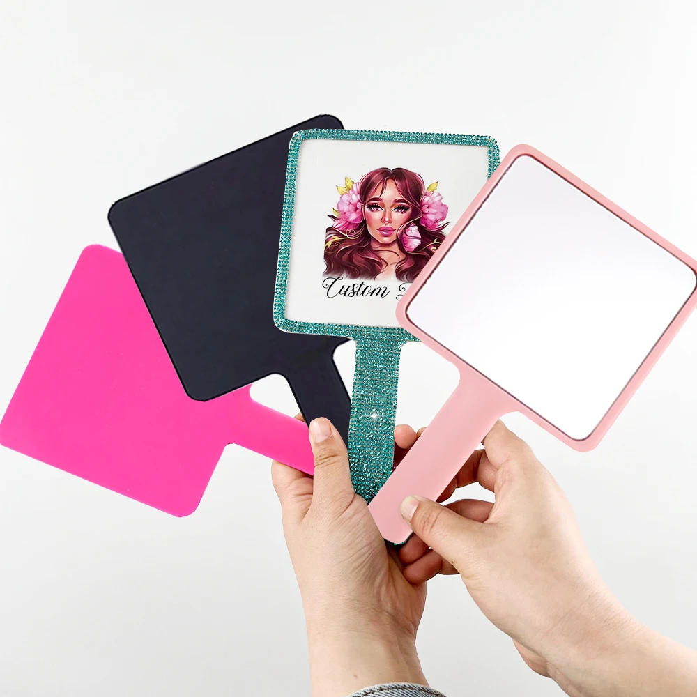 Custom Logo square handheld mirrors Travel size pocket mirrors Private Label handheld makeup mirror
