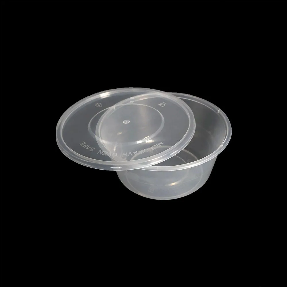Yiqiang Clear Leakproof Microwavable Disposable Round Food Container,Transparent Black Plastic Soup Bowl With Lids