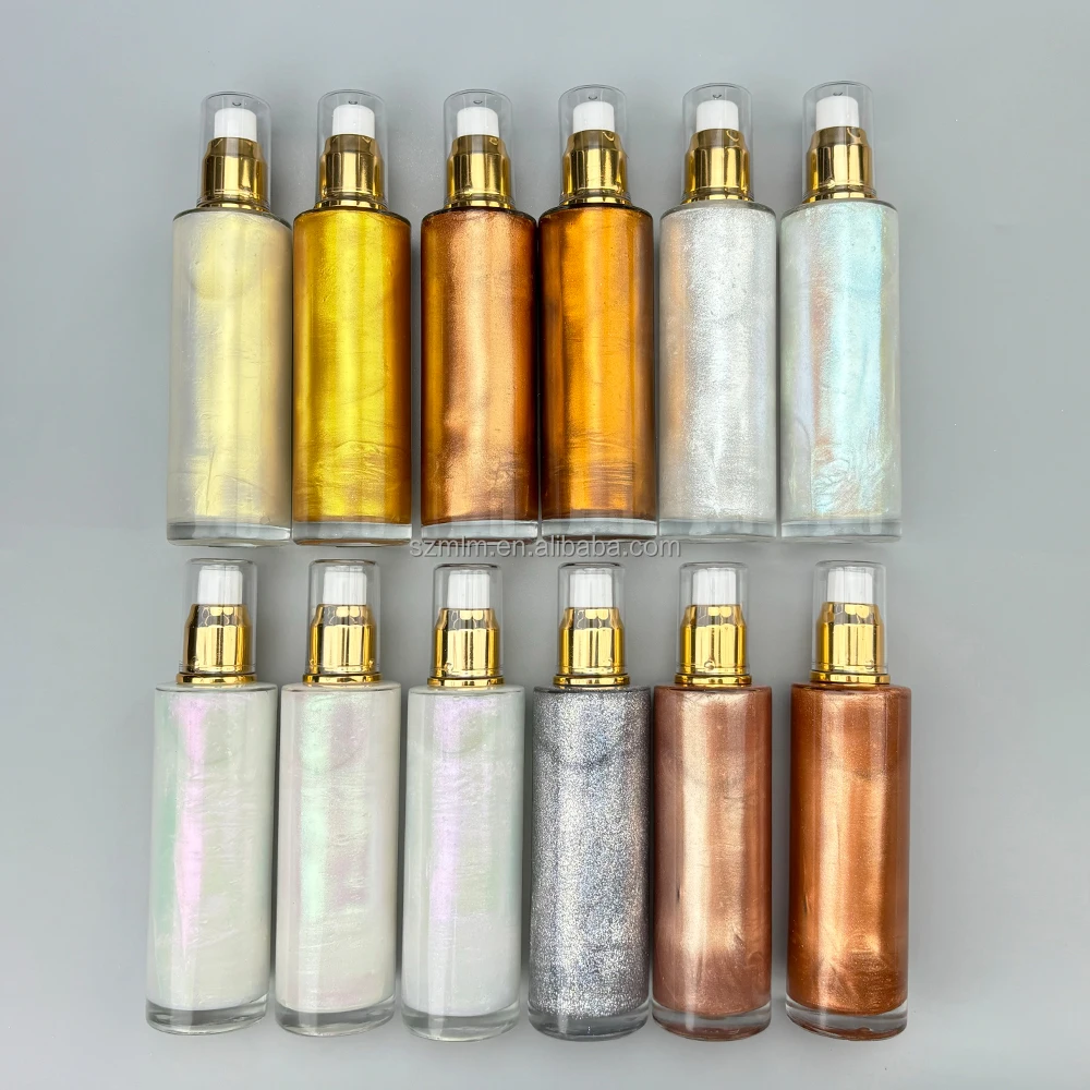 MLM Cosmetics Manufacturer OEM/ODM Private Label Body Glitter Oil Bottle Sunscreen Skincare Highlighter Spray Shimmer Body Oil