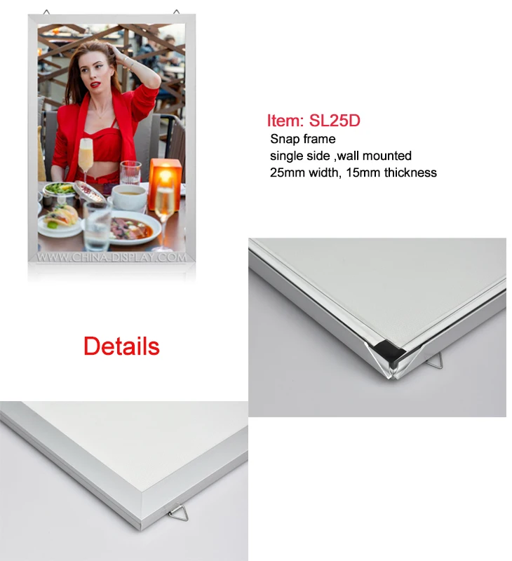 High Temperature Resistance Led Super Slim Magnetic Collage Frames Advertising Wall Poster