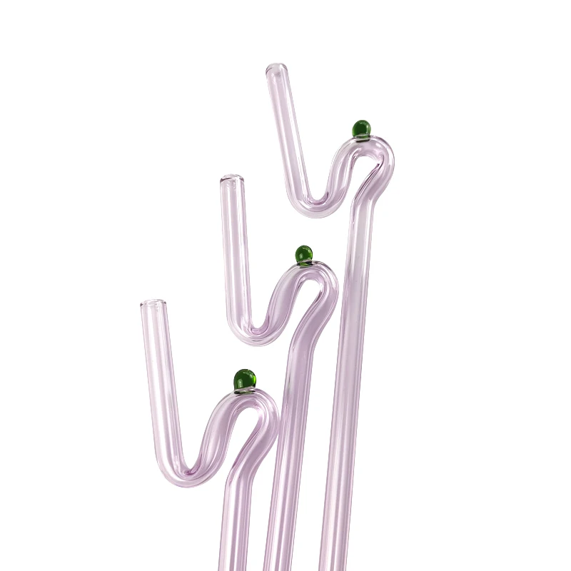 200mm reusable blue drinking glass pipette 8mm diameter Shaped art glass straw