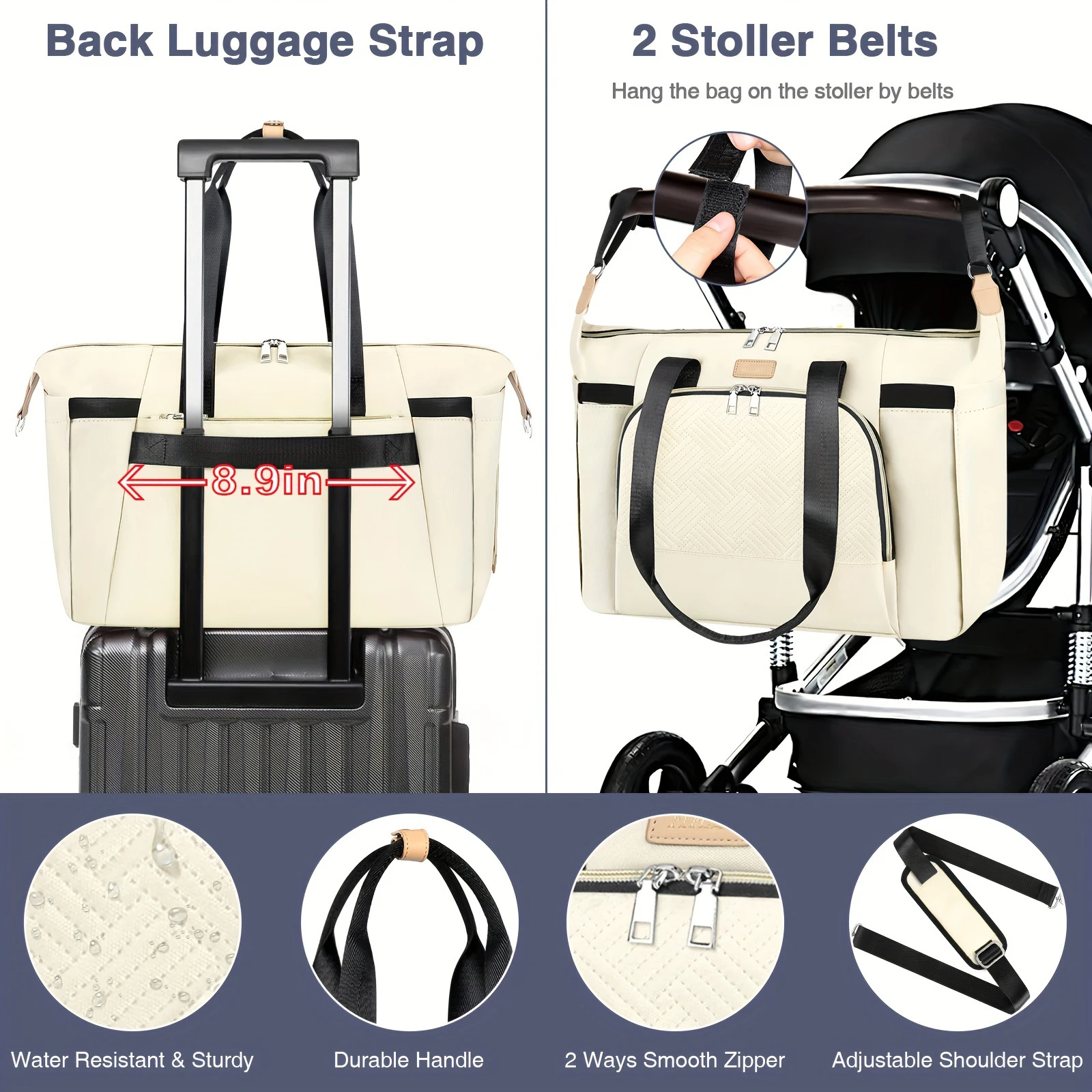 Factory Direct Sales Universal Diaper Bag Tote for Baby - Large Mommy Bag with Portable Changing Pad Fits All Strollers