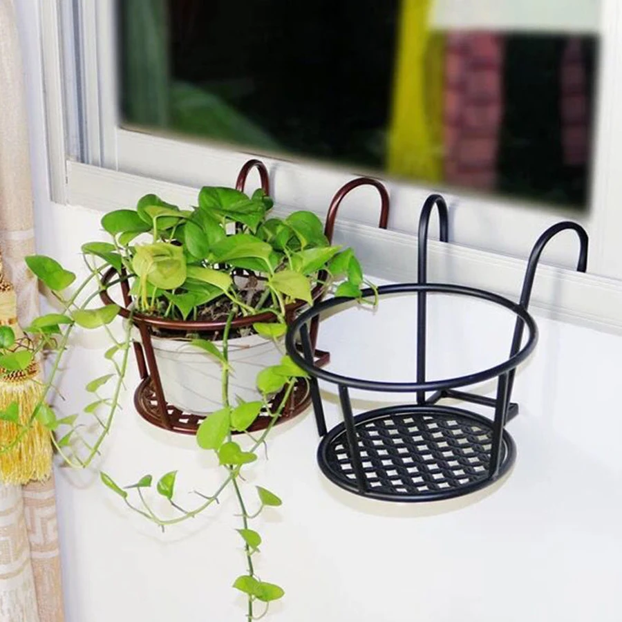 Metal Iron Flower Racks Railings Potted Plants Hanging Baskets Green Pineapple Wall Hung Flower Pots Racks Balcony Flower Basket