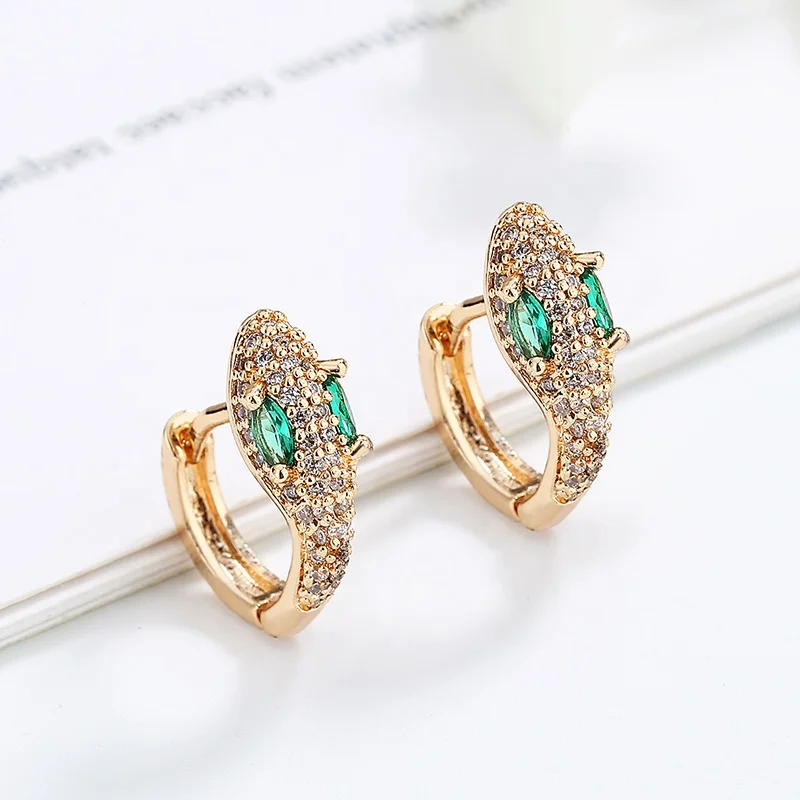 High Quality Earrings Snake Huggie Earring Hoop Jewelry 18k Gold Plated Colorful Moissanite Earring