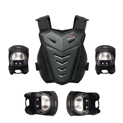 WOSAWE Motorcycle Vest Armor Stainless Steel Knee Pads Elbow Guard Set Snowboarding Skate Motocross Racing Off-road Protection