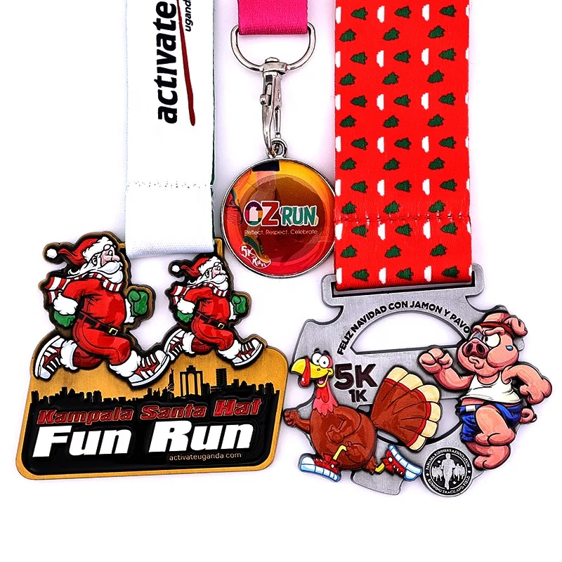 Прямая Продажа с завода металлическая медаль для бега в виде индейки рождественские украшения Санты сублимационный фестиваль УФ-печатью спорта