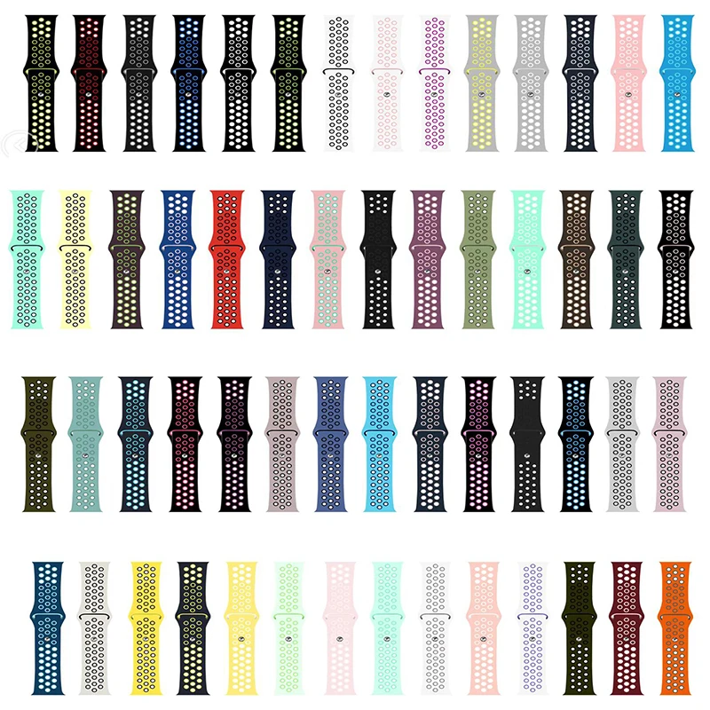 Luxury Double Silicone Watch Strap For Apple Watch Series SE 7 6 5 4 3 Sport Band 45mm 41mm 44mm 40mm 42mm 38mm Bracelet Belt