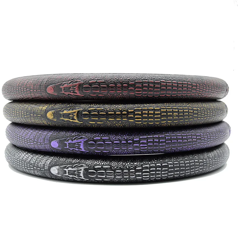 
New Design Crocodile Alligator Leather Car Steering Wheel Cover Auto Interior Accessories 