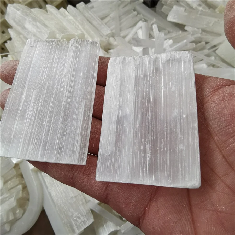 Wholesale natural rough semi-precious crystal crystal clear gypsum white selenite slice