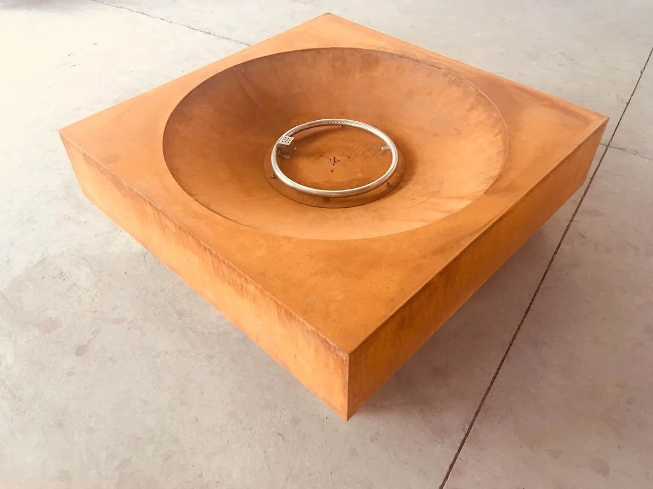 Rusty Look Metal Gas Firepit for Outdoor Warming