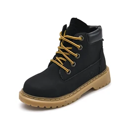 Ботинки детские зимние Нескользящие, классические водонепроницаемые, замшевые, повседневная обувь для мальчиков, черные, хаки