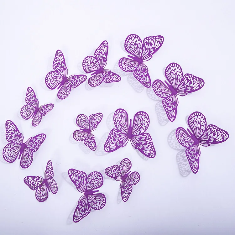 12PCS New 3D Hollow Golden Silver Butterfly Wall Stickers Art Home Decorations Wall Decals for Party Wedding Display Shop