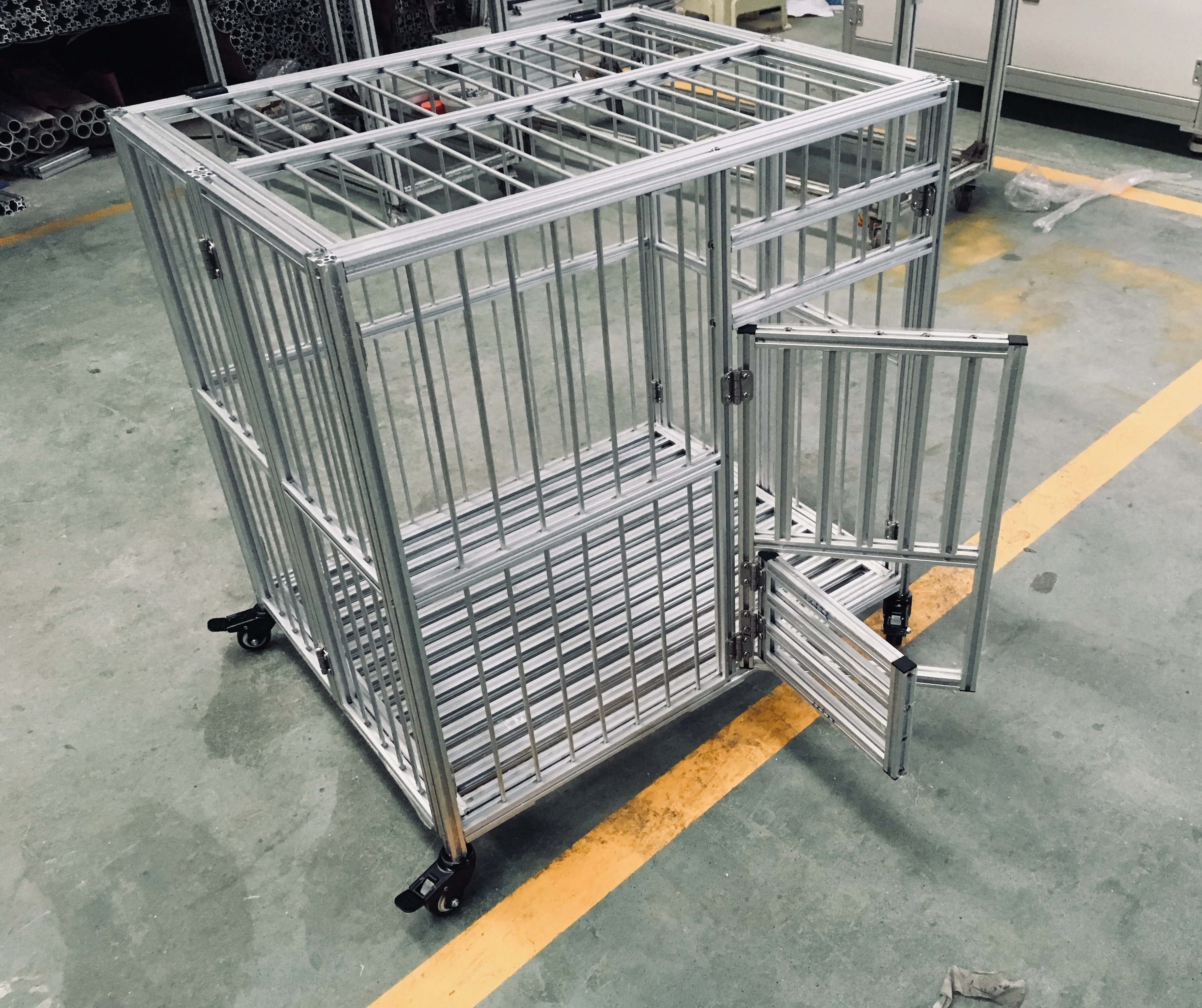 Lang Le Dog Crates Extra M/L 90 cm Big Strong Metal Iron Large Size Stainless Steel Foldable Heavy Duty Dog Cage and Kennel