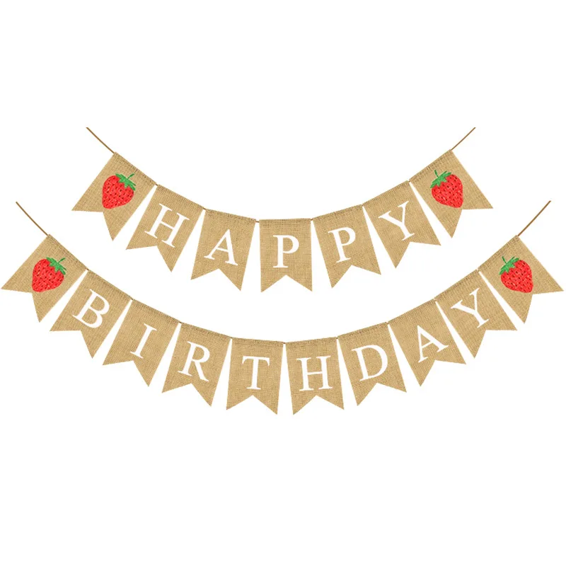 
Jute Burlap Swallowtail Flags Wedding Pennant Banner HAPPY BIRTHDAY Birthday Party Linen Pennant Home Decor Event Supplies 