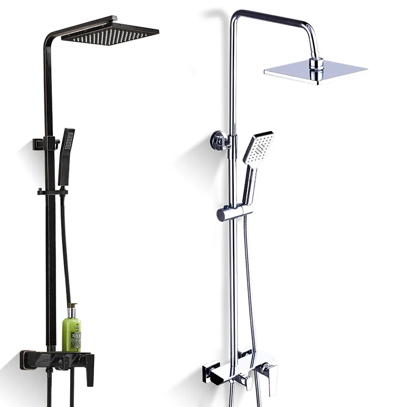 
High quality Wall Mounted Bathroom brass Shower Faucet Sets Chrome&Black Shower Mixer Faucets 