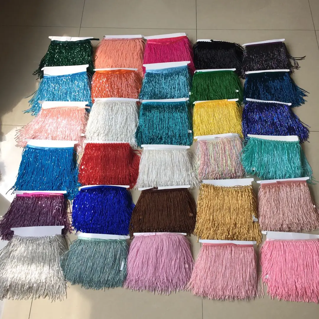 15cm glass bead tassel fringe beads trimming for lampshade curtain dress decor