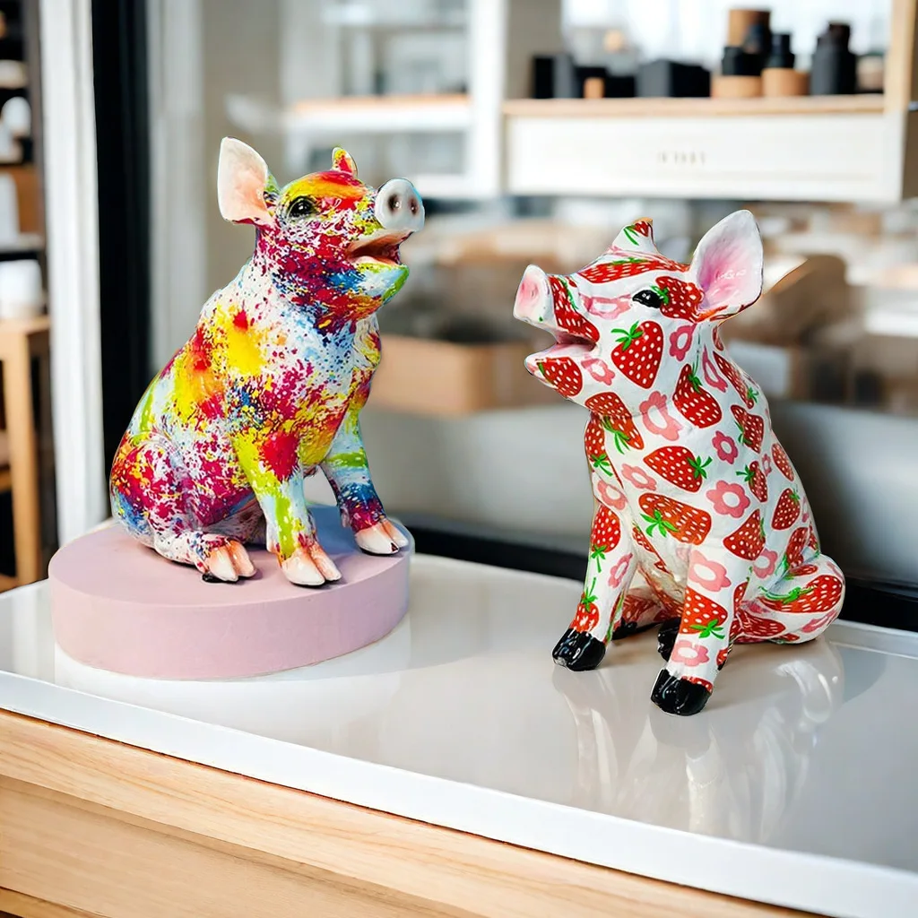 Креативные поделки из смолы для переноса воды, украшения из клубники, свиней, животных, арт-Декор, статуя граффити, свиньи