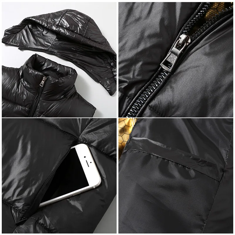 Custom Winter New Hooded Keep Warm Thick Zipper Hood Sleeveless Cotton Vest Down Vest for Men