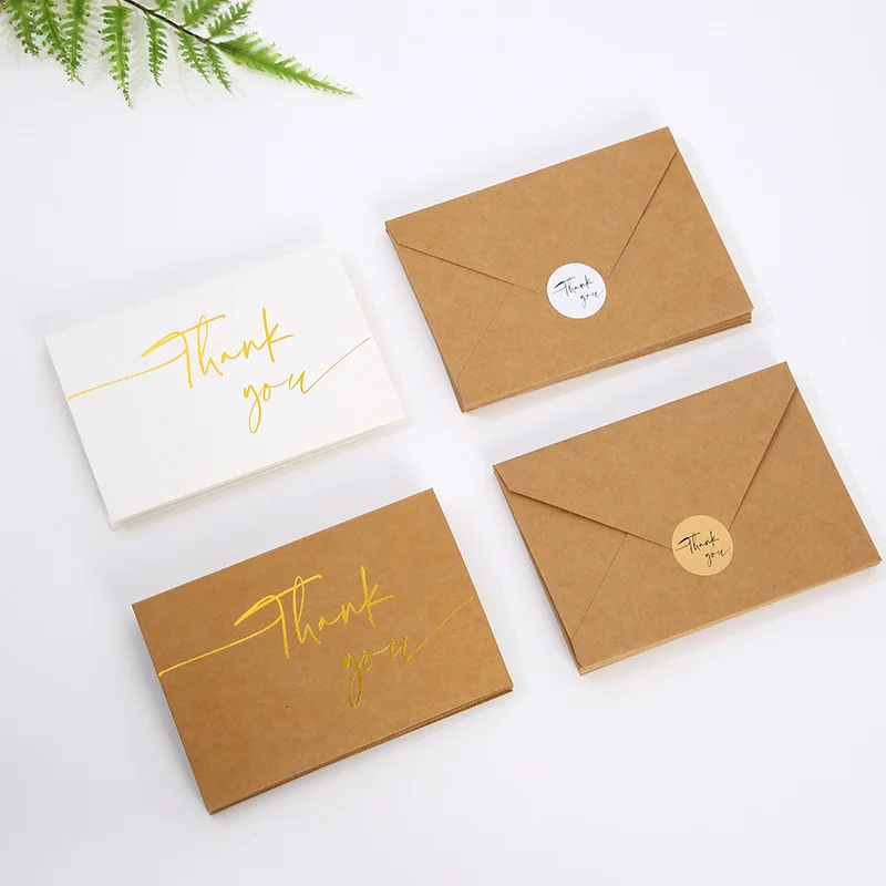 Luxury Greeting Card Exclusive Writing Postcard Gift Card Custom Personalized Kraft fold paper thank you card with envelop